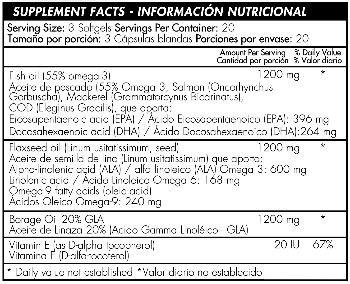 Triple Omega 3 6 9 1200mg 120 Softgels